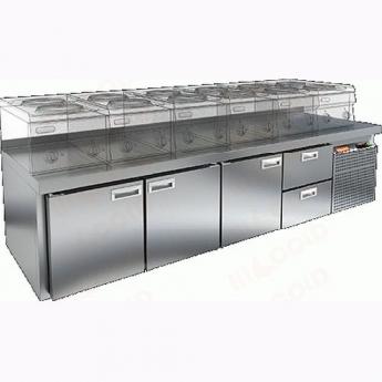SN 1112/BT LT Sh стол охл. под тепловое оборуд. (-10-18), 3 двери, 2 ящика, на низких ножках, 2280х6